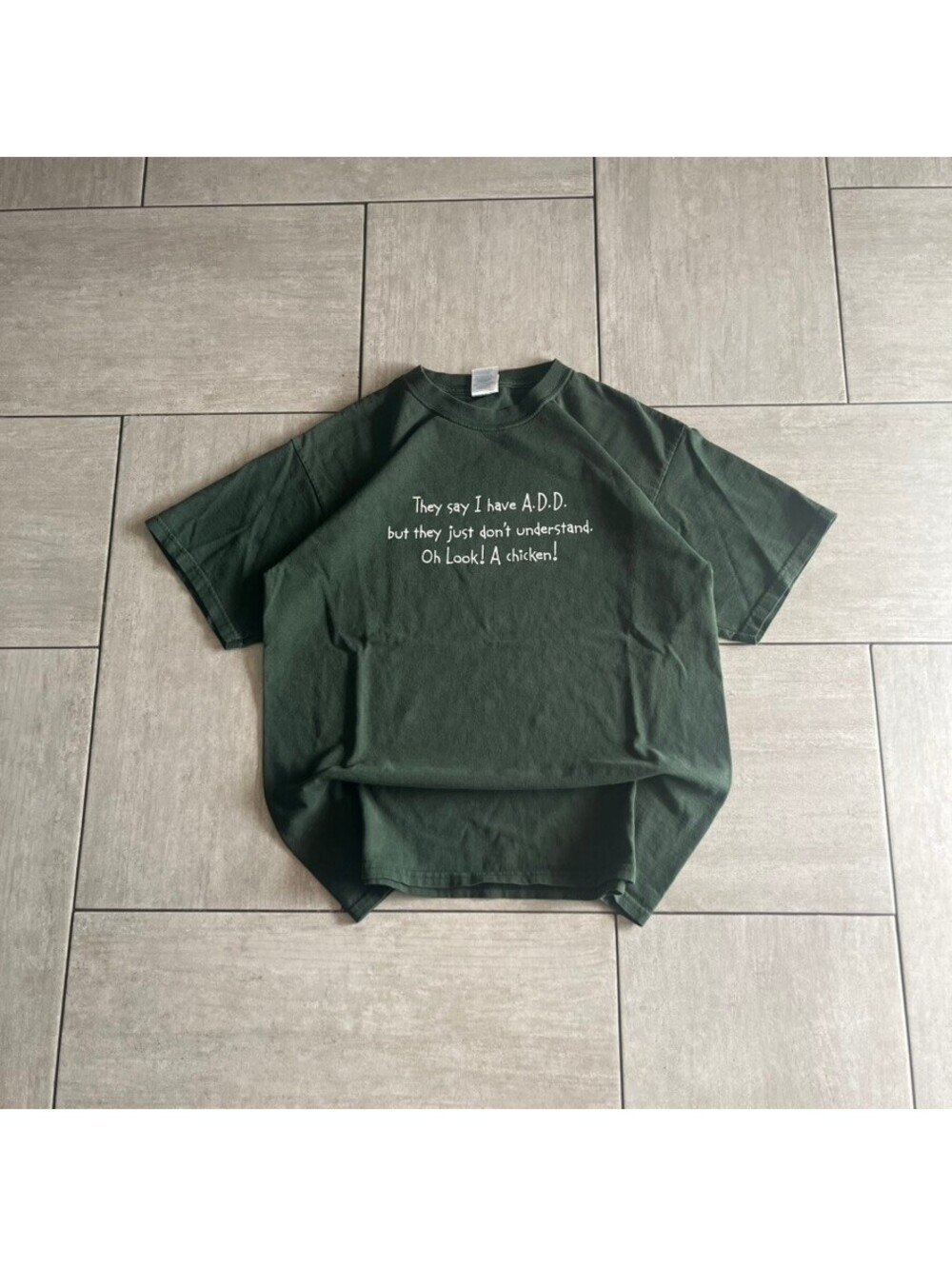 Vintage Gildan Ultra Cotton Dark Green Funny Saying Graphic Tee Large